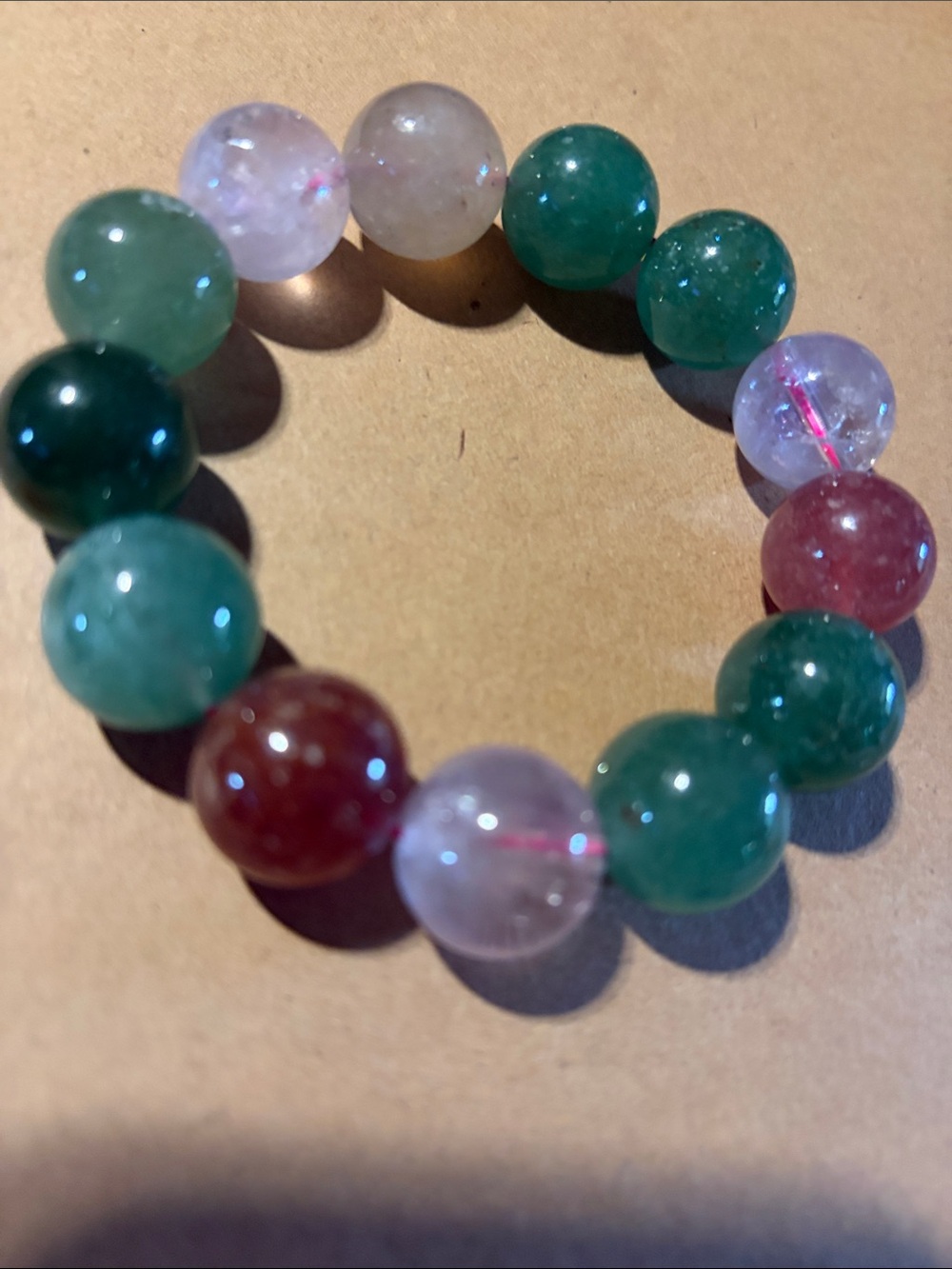 Multi-Color Gemstone Beaded Stretch Bracelet - chunky